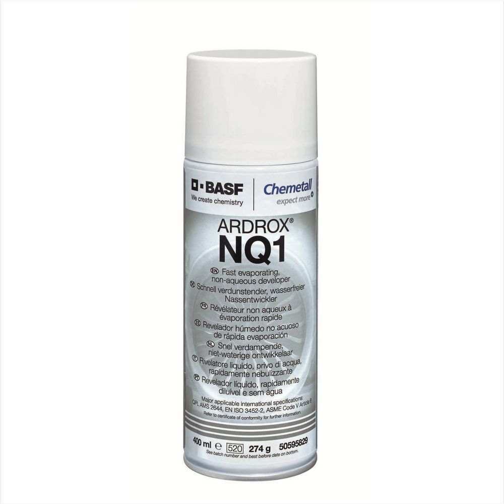 Image of a Chemetall Ardrox NQ1 spray developer for NDT usage to test materials.