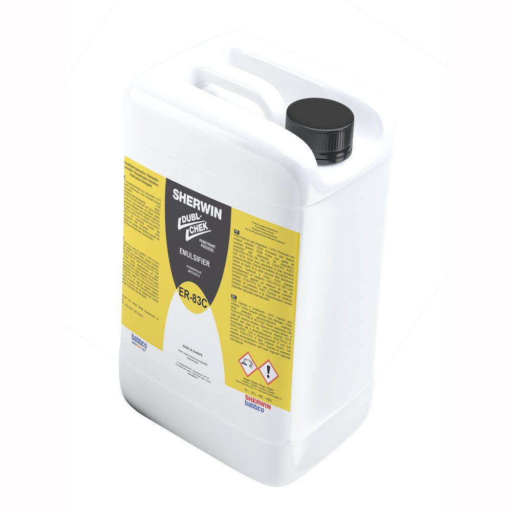 Sherwin 83-C Hydrophilic Emulsifier in white container with black and yellow writing on the container.