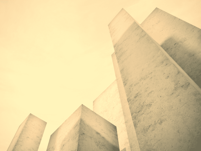 Non Destructive Testing Concrete with columns of concrete ascending into the skyline.