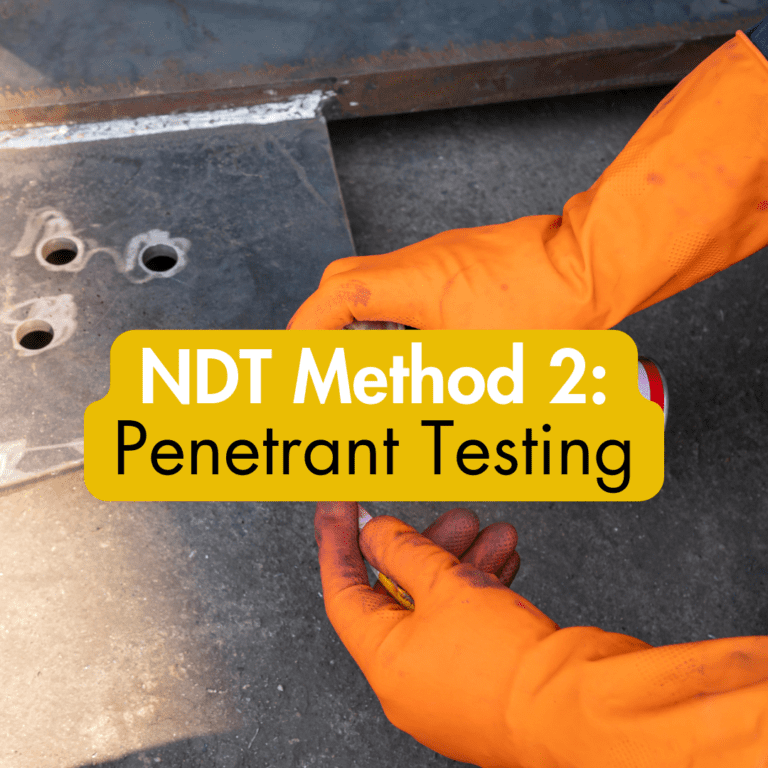 NDT penetrant testing being undertaken.