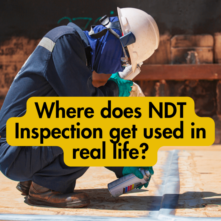 NDT inspection specialist applying a penetrant to a floor to test its durability and integrity.